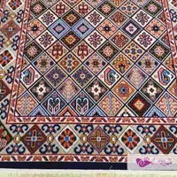 گلیم ماشینی 9 متری طرح محراب سرمه ای