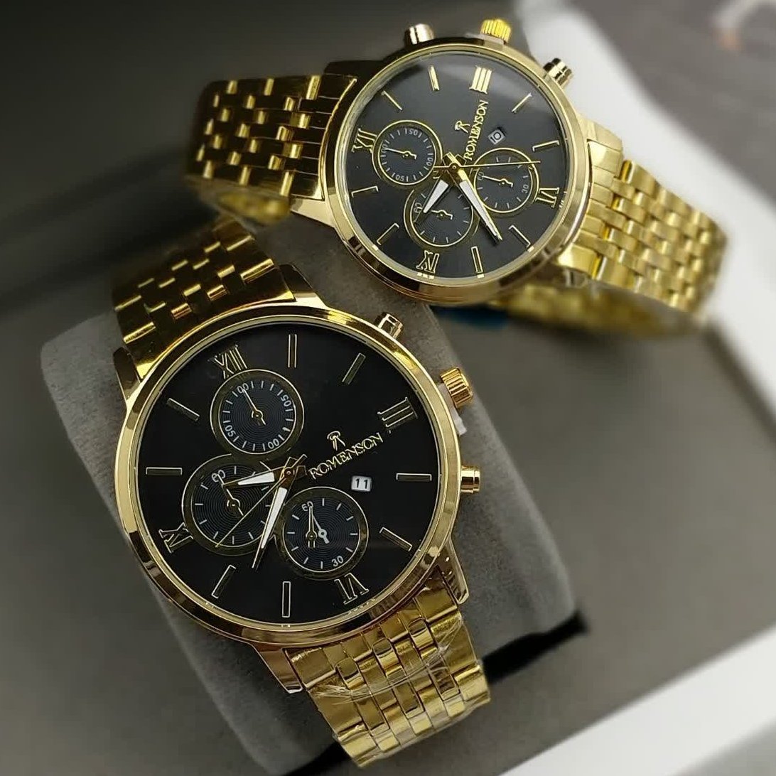 ساعت رومانسون ست زنانه مردانه بند استیل بدنه فلزی  طرح 3موتوره 