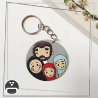 جاسوئیچی طرح خانواده پیکسل ساز/جنس چوبی و نقاشی شده/مناسب برای آویز کلید