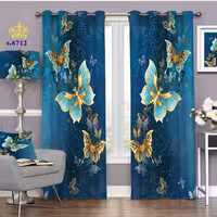 پرده تصویری جدید دو قواره پانچ فانتزی طرح پروانه کد S6712