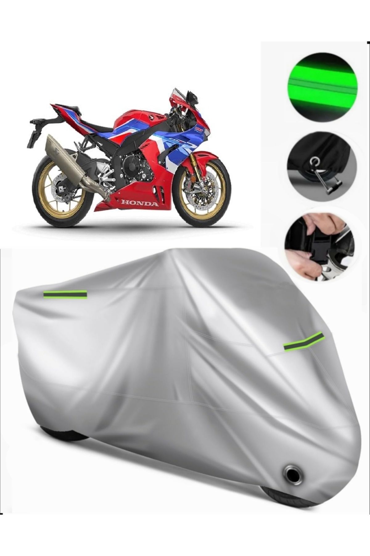 چادر موتورسیکلت خاکستری HONDA CBR 1000 RR سازگار با برزنت مرمر LOCK GRI MotoEn