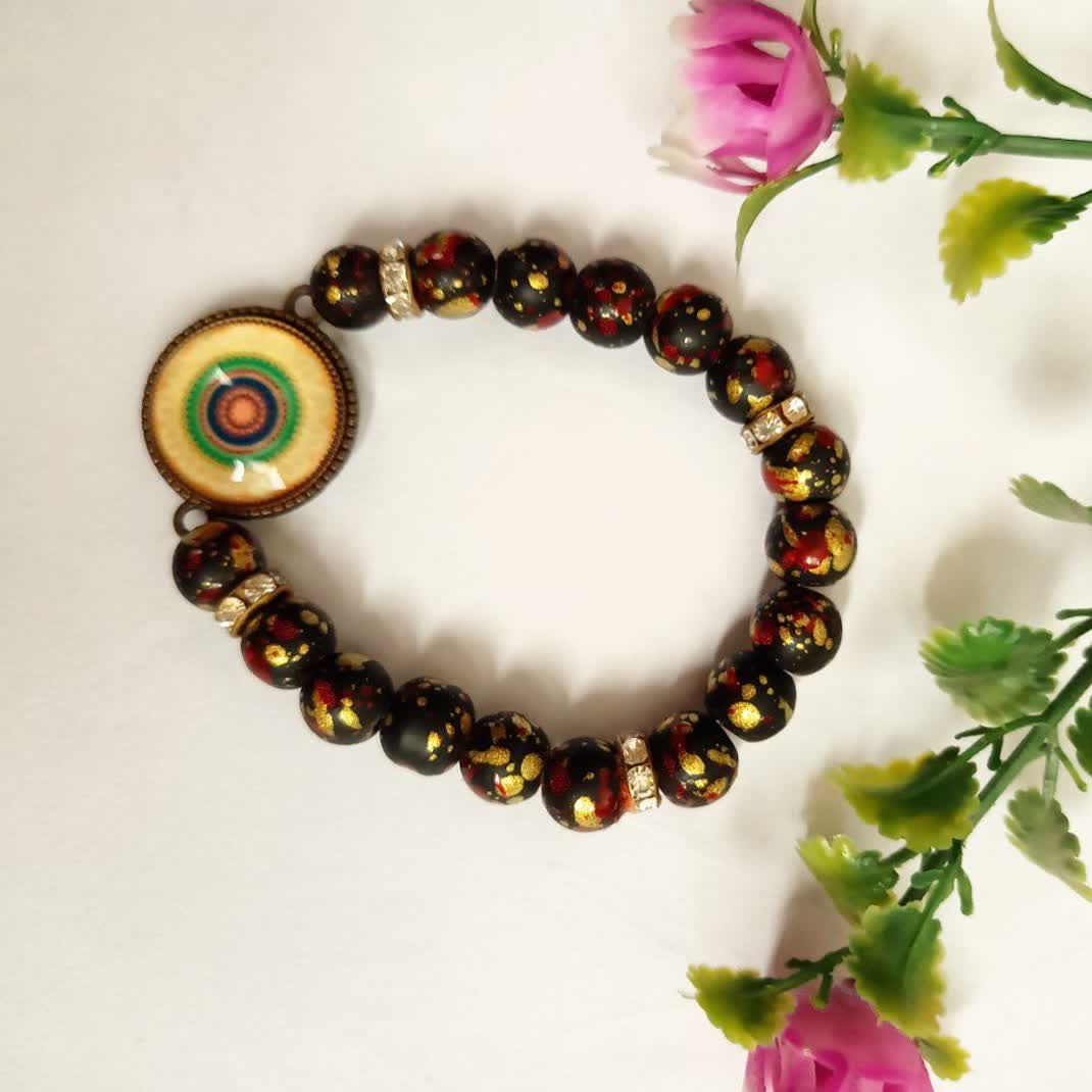 دستبند مشکی رزین دار جذاااب