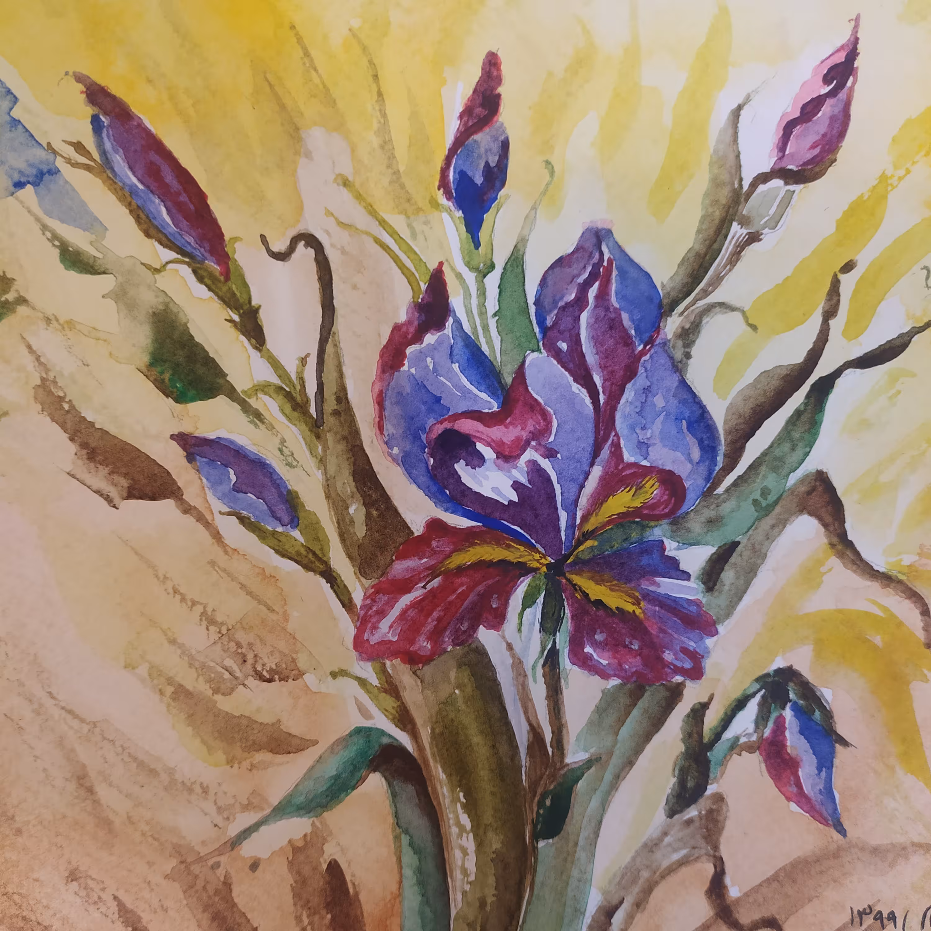 نقاشی آبرنگ بدون قاب  سایز 20در20 سانتیمتر