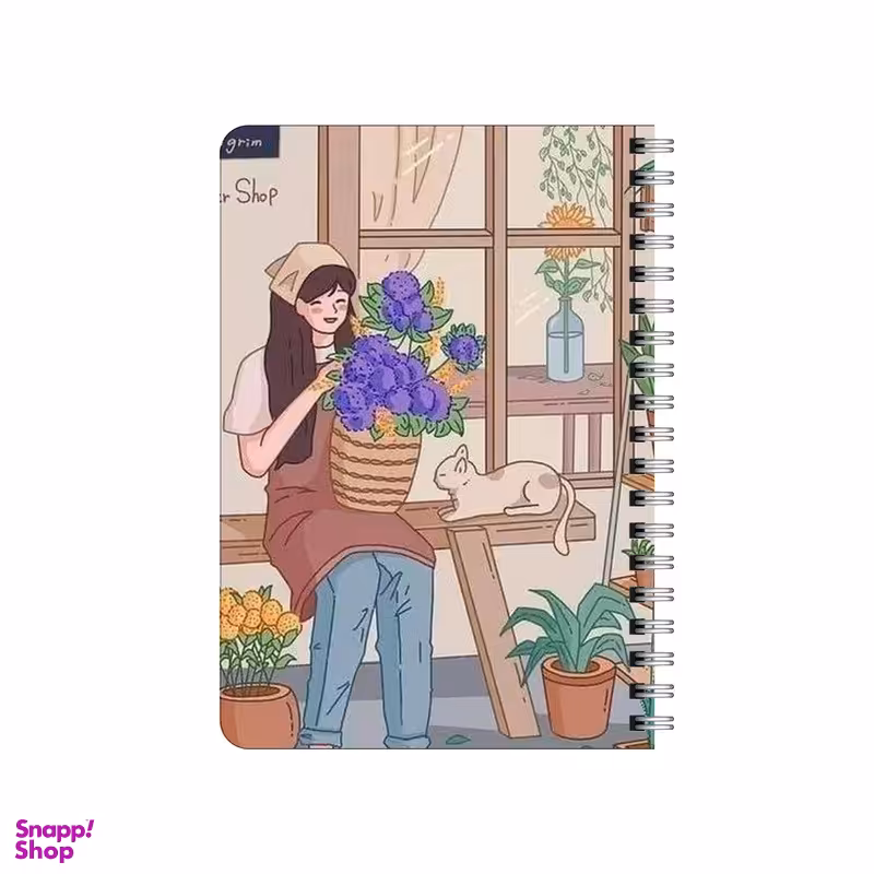 دفترچه یادداشت بامبیلیپ مدل چوبی طرح دختر گل فروش و گربه اش کد 6592385