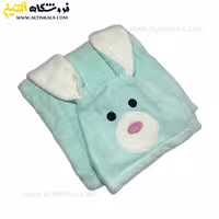حوله پالتویی کودک سلین طرح خرگوش فیروزه ای سایز 2-3