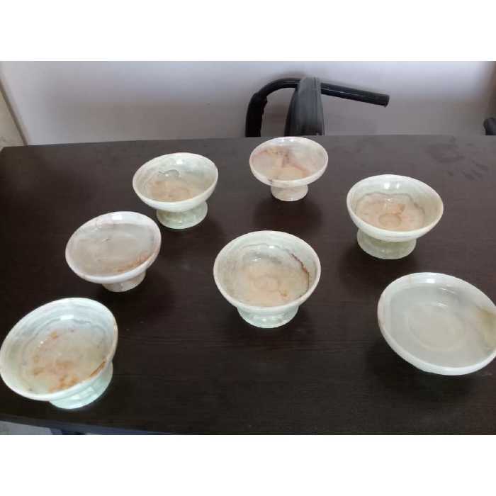 ست هفت سین سنگی کاسه پایه دار تخت با قابلیت عبور نور