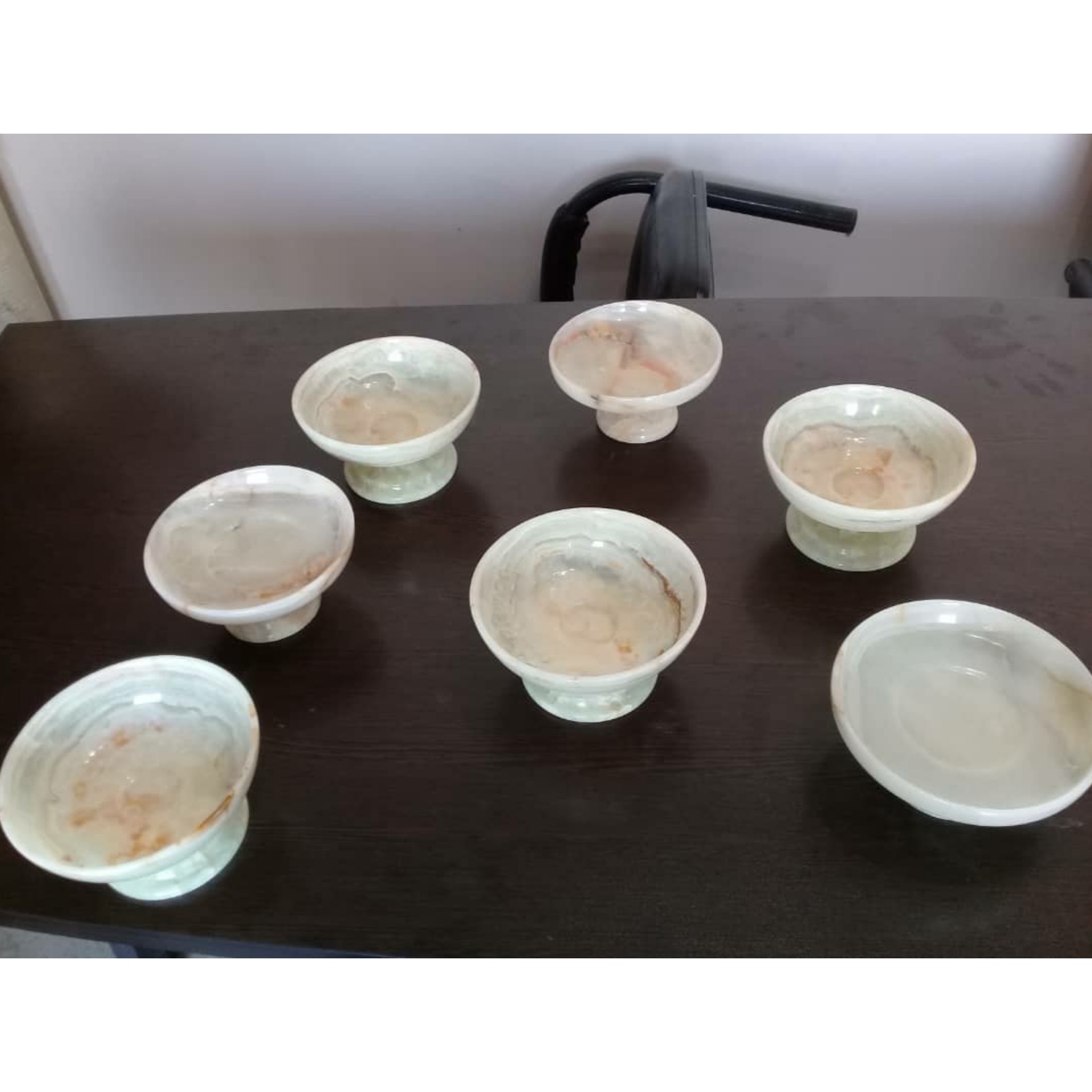 ست هفت سین سنگی کاسه پایه دار تخت با قابلیت عبور نور