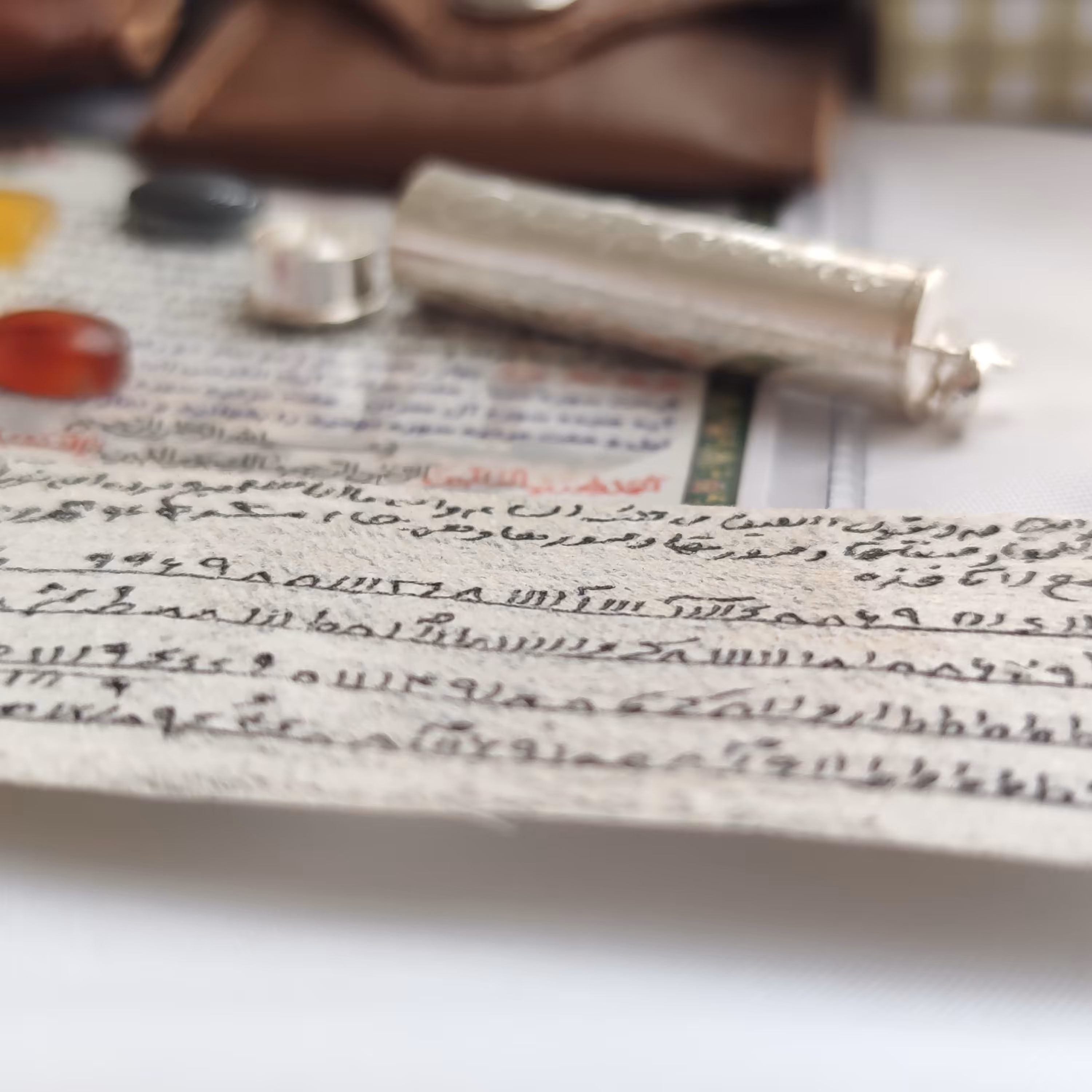 حرز امام جواد(ع) بر روی پوست آهو +کیف چرم+نگین هدیه+تربت سیدالشهداء+ارسال رایگان