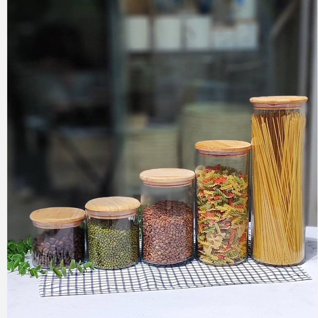 ست پنج عددی بانکه حبوبات درب بامبو 