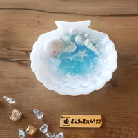 جاعودی تمام رزین طرح صدف قطر 11سانتیمتر  با امواج و جزئیات تزئینی دریایی قابل اجرا با رنگ دلخواه شما