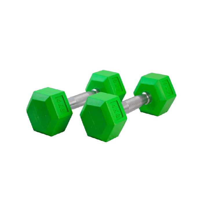 دمبل شش ضلعی رنگی 4 کیلوگرمی رنگی بسته 2 عددی