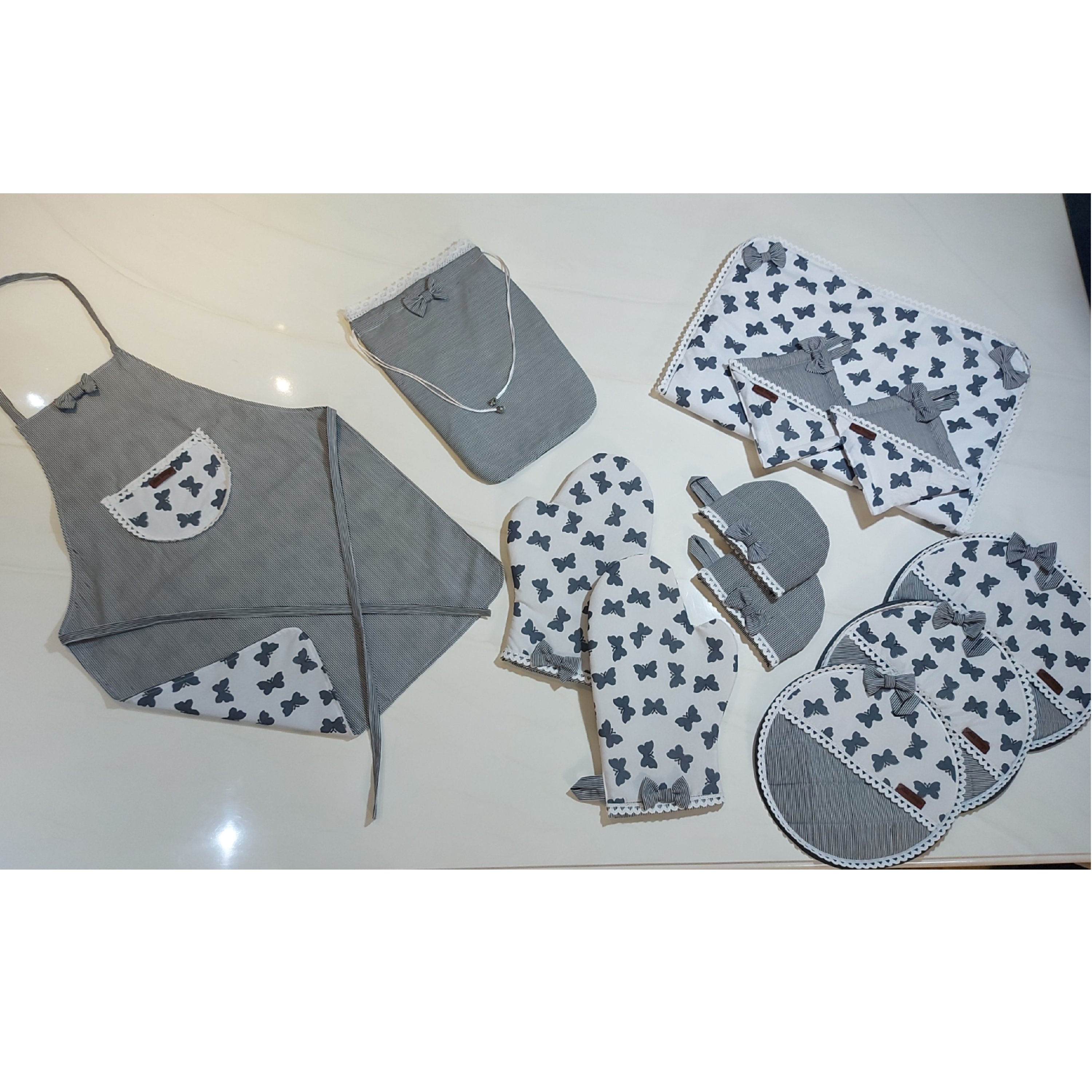 سرویس پارچه ای   آشپزخانه 12تکه رنگ نوک مدادی