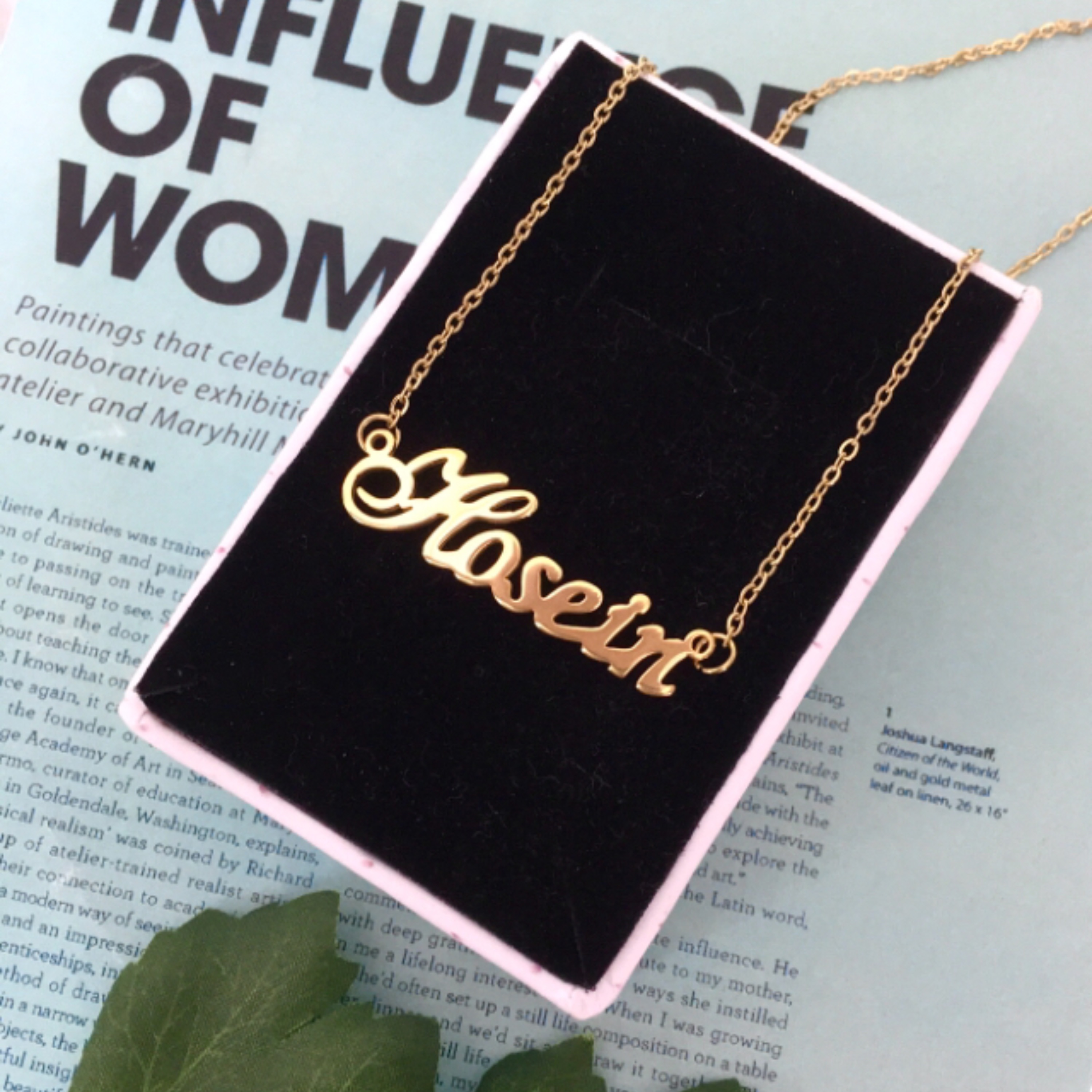 گردنبند اسم انگلیسی حسین Hosein با پلاک اسم و زنجیر جنس استیل رنگ ثابت