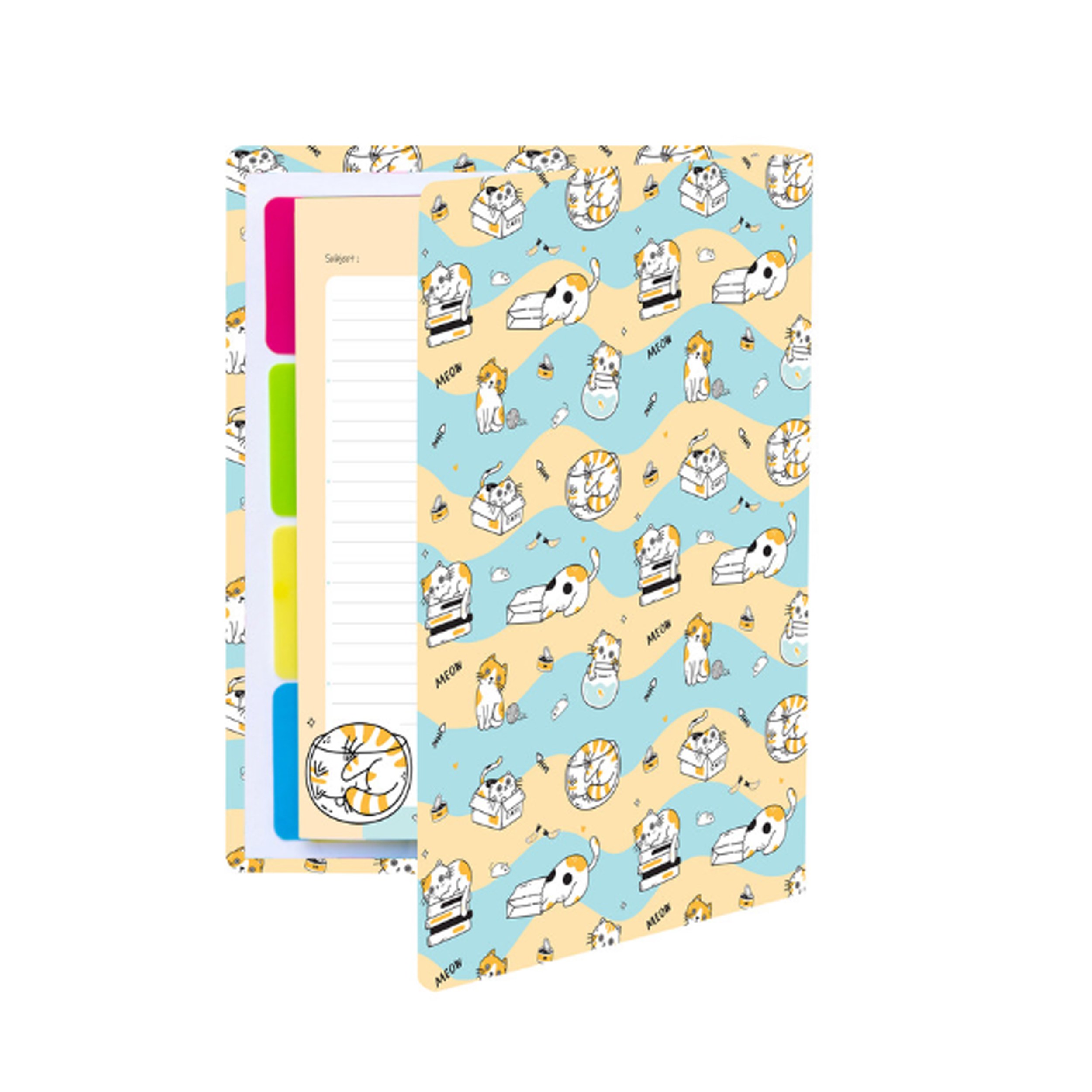 دفتر کلاسوری 200 برگ کاما طرح گربه مدل طرح دار 