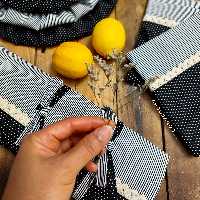 سرویس پارچه ای آشپزخانه طوسی گلدار با ترکیب طوسی خالدار  