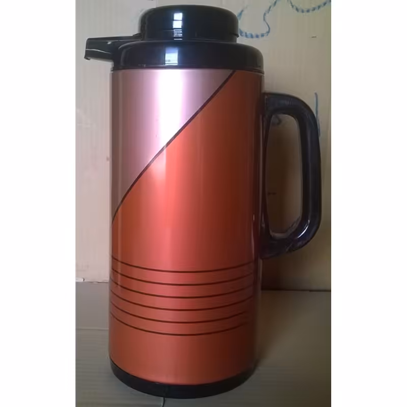 فلاسک 1.6 لیتر بدنه فلزی سرپیچ طرح دار شیشه سفید رجال - طرح 3 