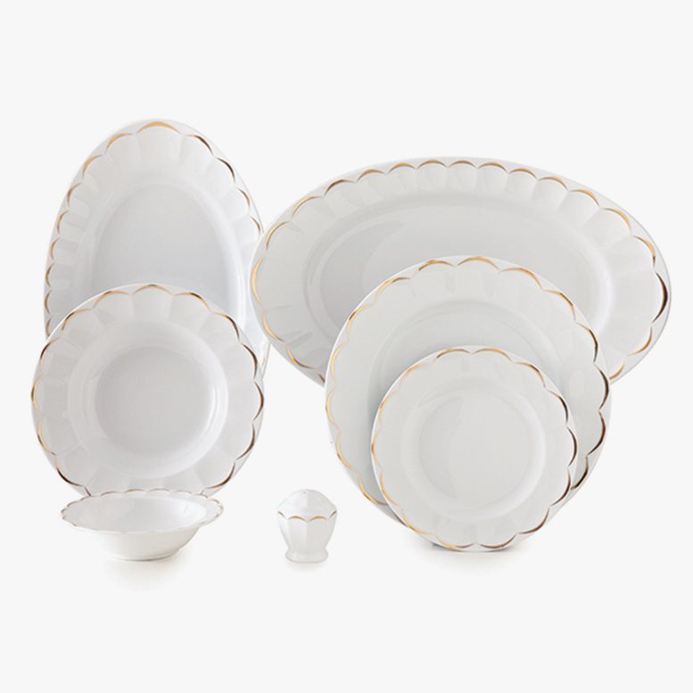 سرویس غذاخوری نئوکلاسیک نارسیس طلایی 29 پارچه چینی زرین