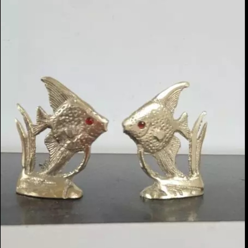 مجسمه برنزی ماهی (برنج اصل) مینیاتوری کوچک 6 سانتی هفت سینی