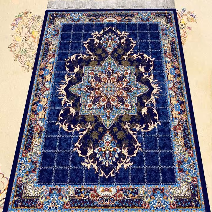 گلیم ماشینی سرمه ای طرح هیوا