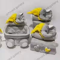 سطل زباله وجا دستمال و سبد لوسیون بزرگ طرح فیل نانان