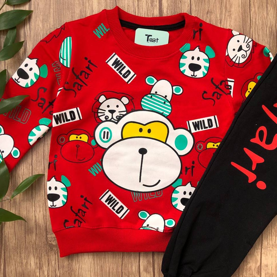 بلوز شلوا ر پسرانه طرح میمون جنس دورس اعلا سایز 40 و 45 کیفیت تضمینی ارسال رایگان 