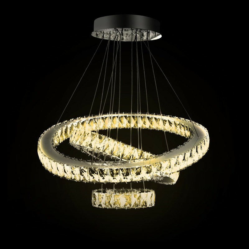 لوستر سقفی  - لوستر کریستالی - لوستر مدرن رینگی کریستال 3تایی