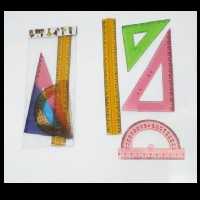 ست خط کش ژله ای 4تایی (خط کش ،گونیا 2تایی،نقاله) 