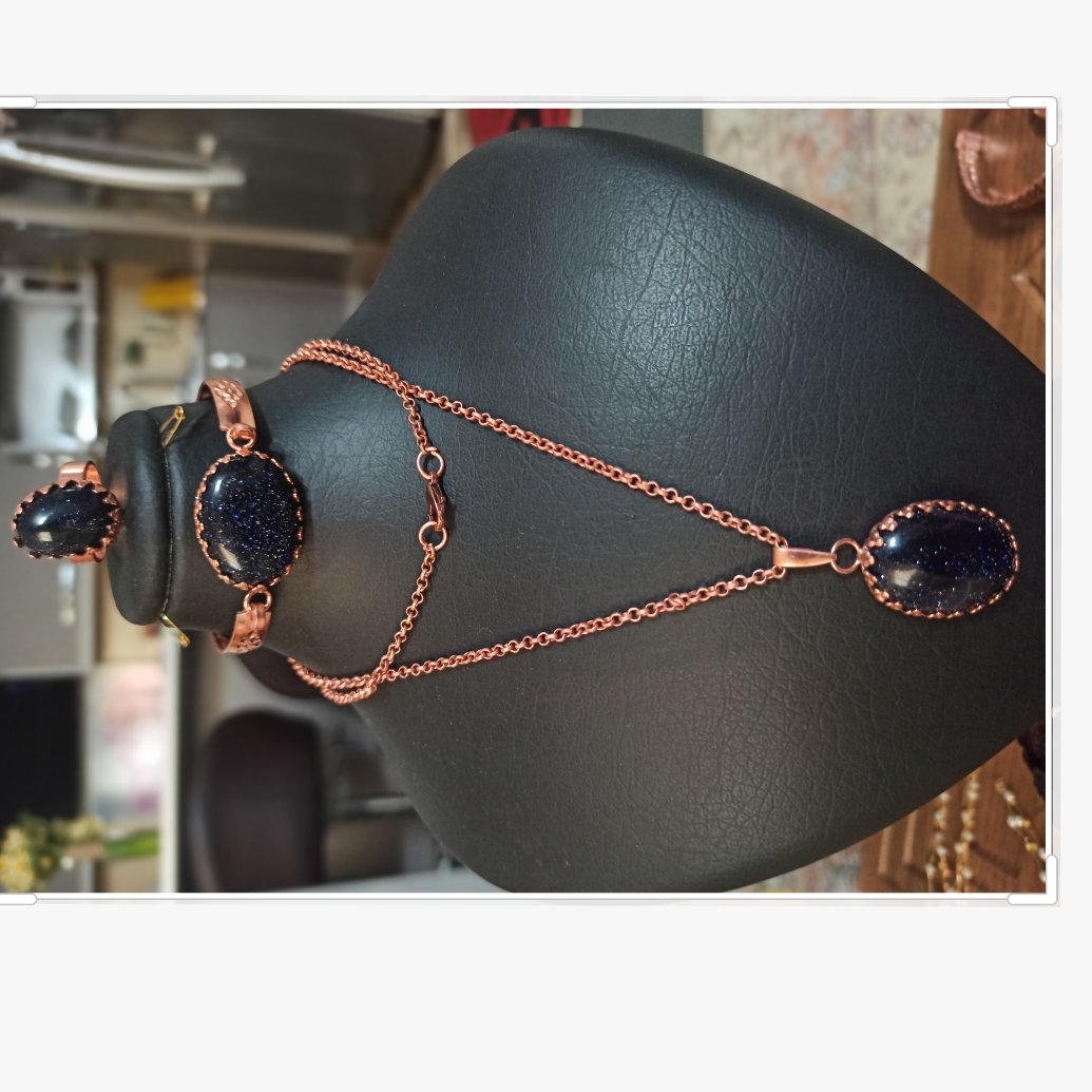 ست مسی با نگین سنگ