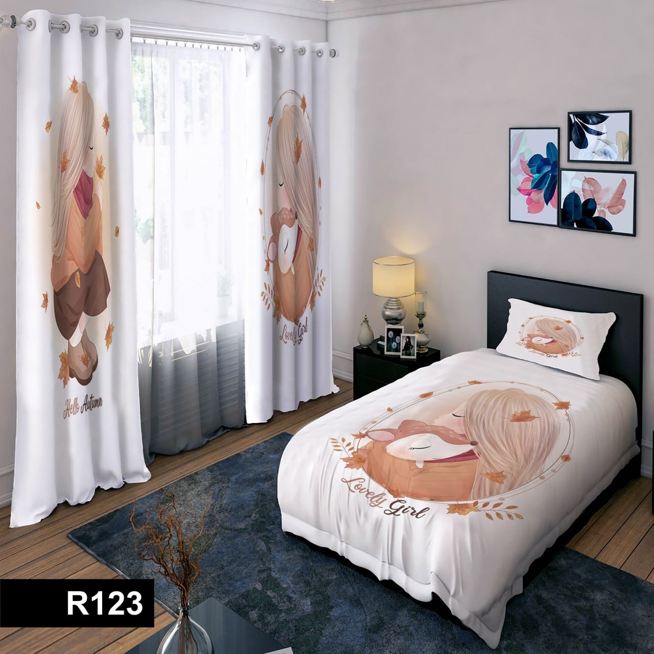 رو تختی یک نفره سه بعدی طرح دختر دوست داشتنی