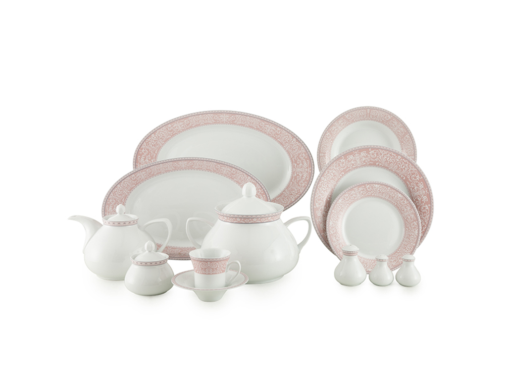 سرویس چینی 12 نفره ورونا صورتی