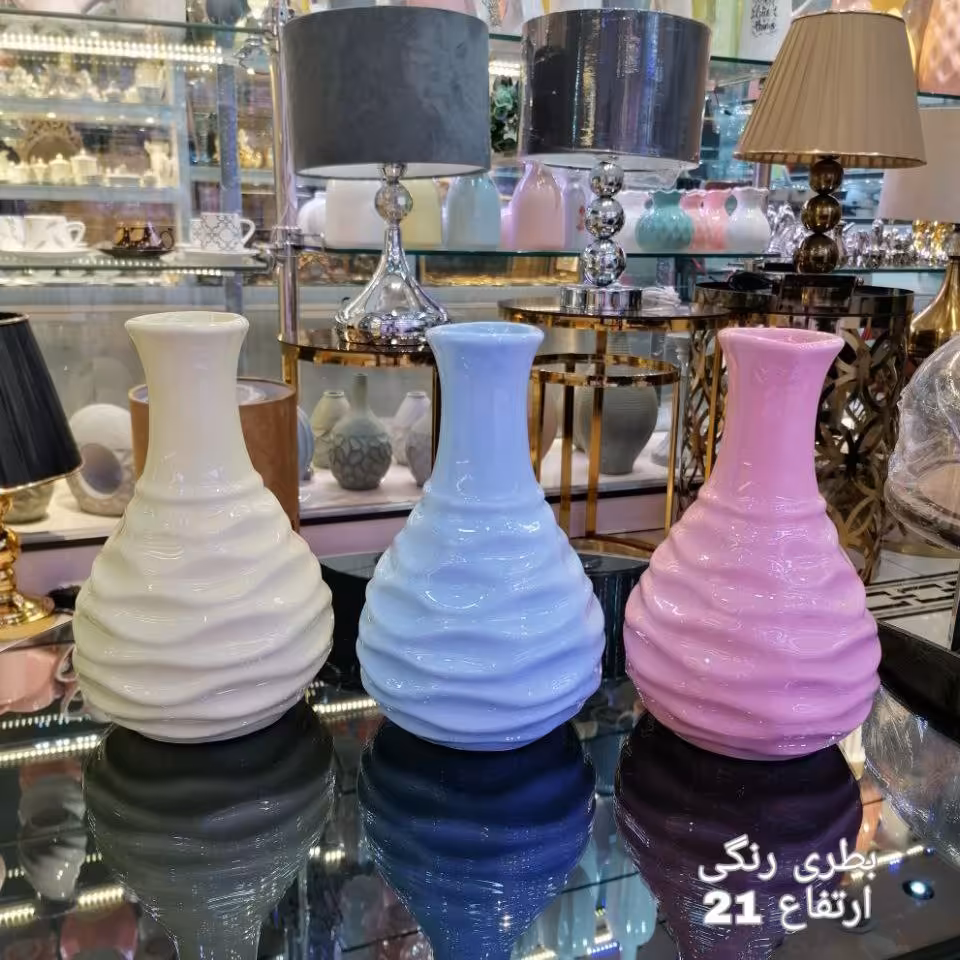 گلدان رنگی سرامیکی کوتاه