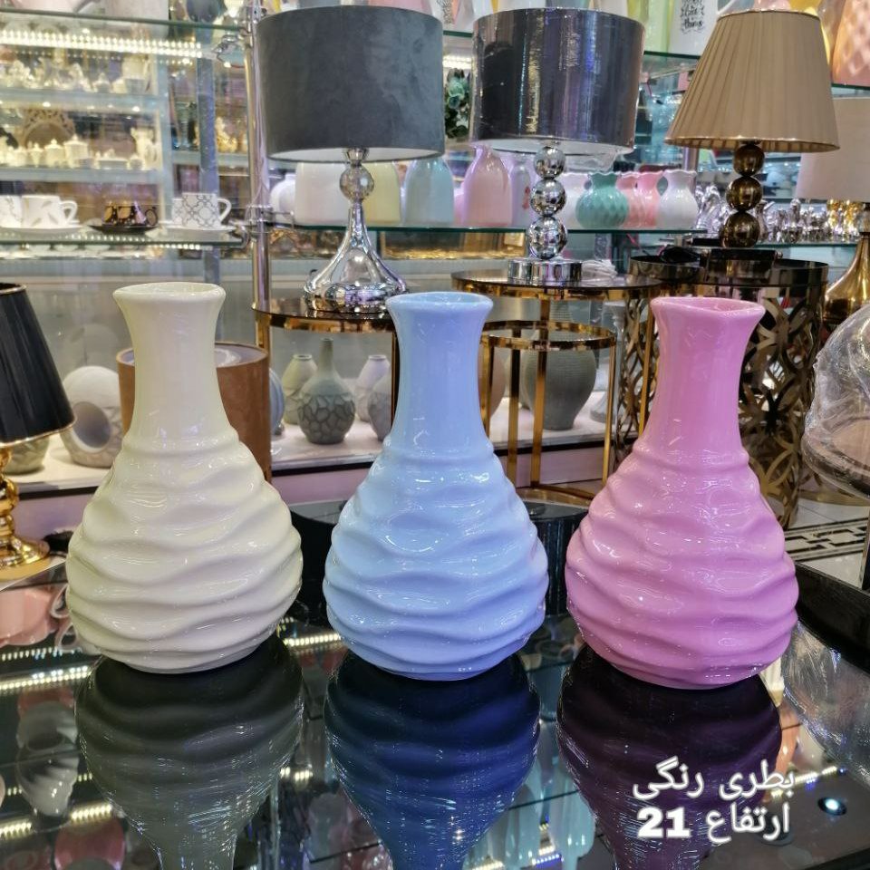 گلدان رنگی سرامیکی کوتاه