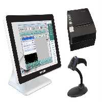 پکیج فروشگاه تک بعدی شامل TOUCH POS PARKER و بارکد اسکنر تی اسکن TS-10 و فیش پرینتر اسکار POS88C