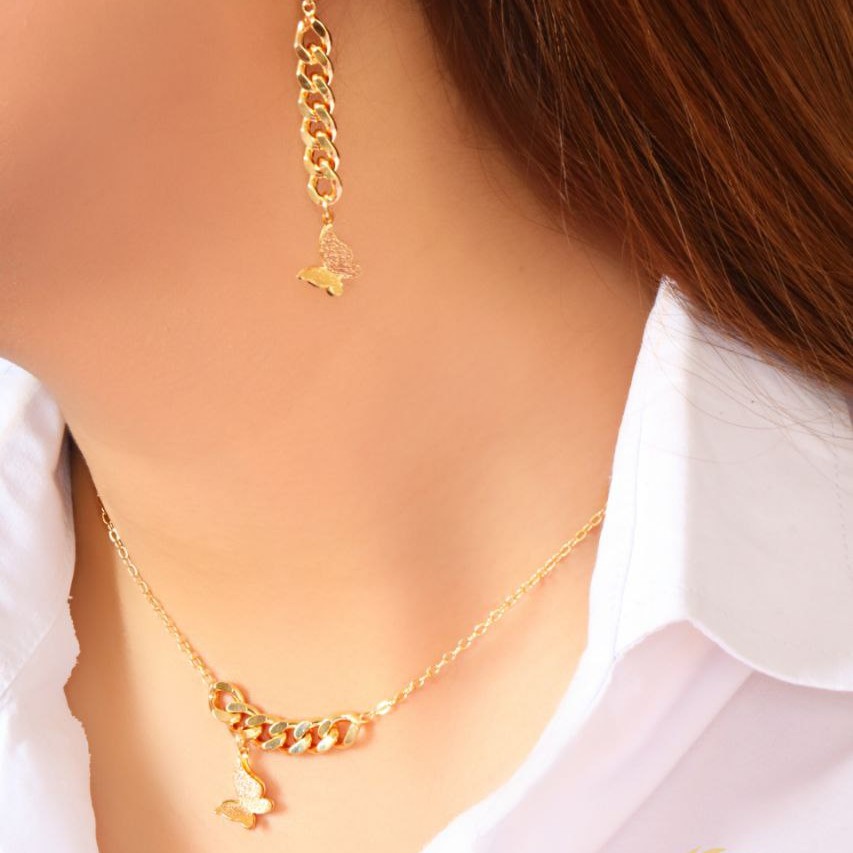 نیم ست پروانه کار جدید برند ysx رنگ ثابت ضد حساسیت آبکاری طلایی ارسال رایگان