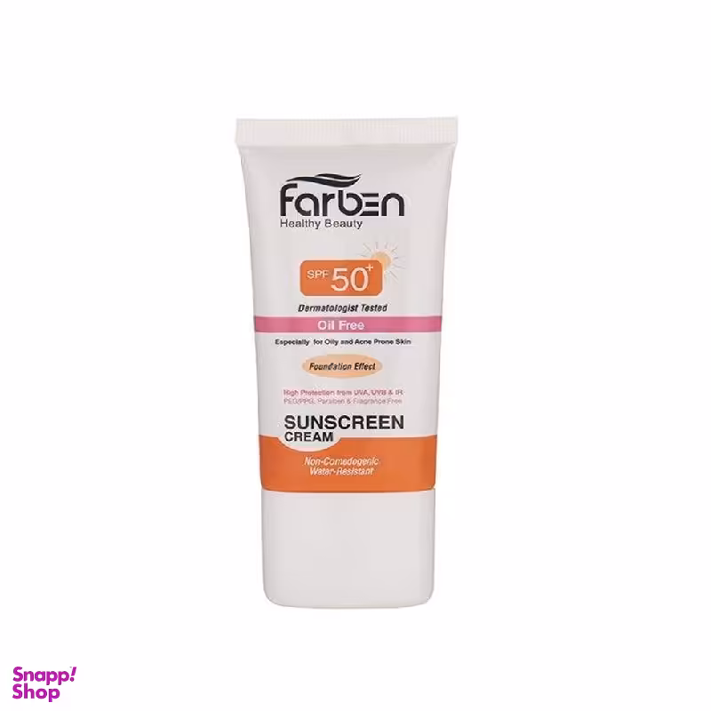 کرم ضد آفتاب رنگی فاربن (Farben) مدل Oil Free رنگ بژ طبیعی حجم 50 میلی‌لیتر