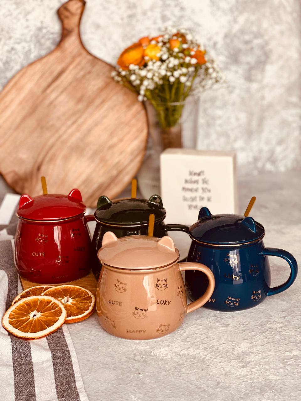 ماگ درب دار گربه ای(happy)