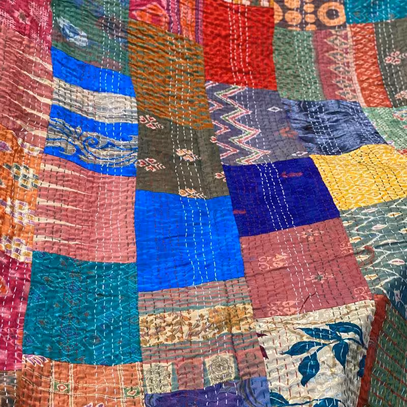 پارچه چهل تیکه دو رو هندی کوک دوزی شده دست دوز