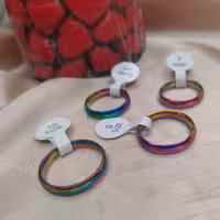 رینگ هفت رنگ تمام استیل رنگ ثابت هولوگرام  