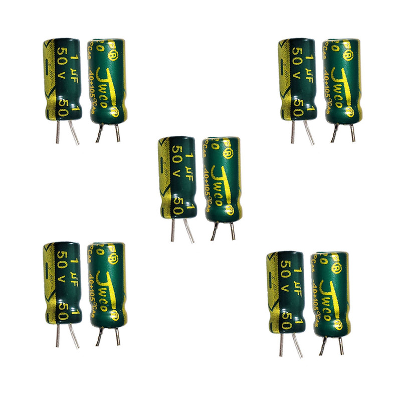 خازن الکترولیت 1 میکرو فاراد 50V جی دبلیو کو کد MC03 بسته 10 عددی