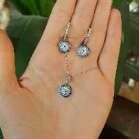 نیم ست نقره نگین فیروزه ای جذاب