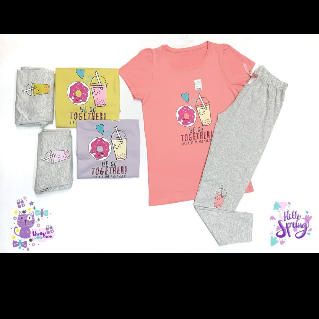 تیشرت وشلوارطرح گل سایز 10تا14ساله