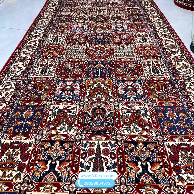فرش کناره گبه طرح بختیاری قرمز (لاکی)