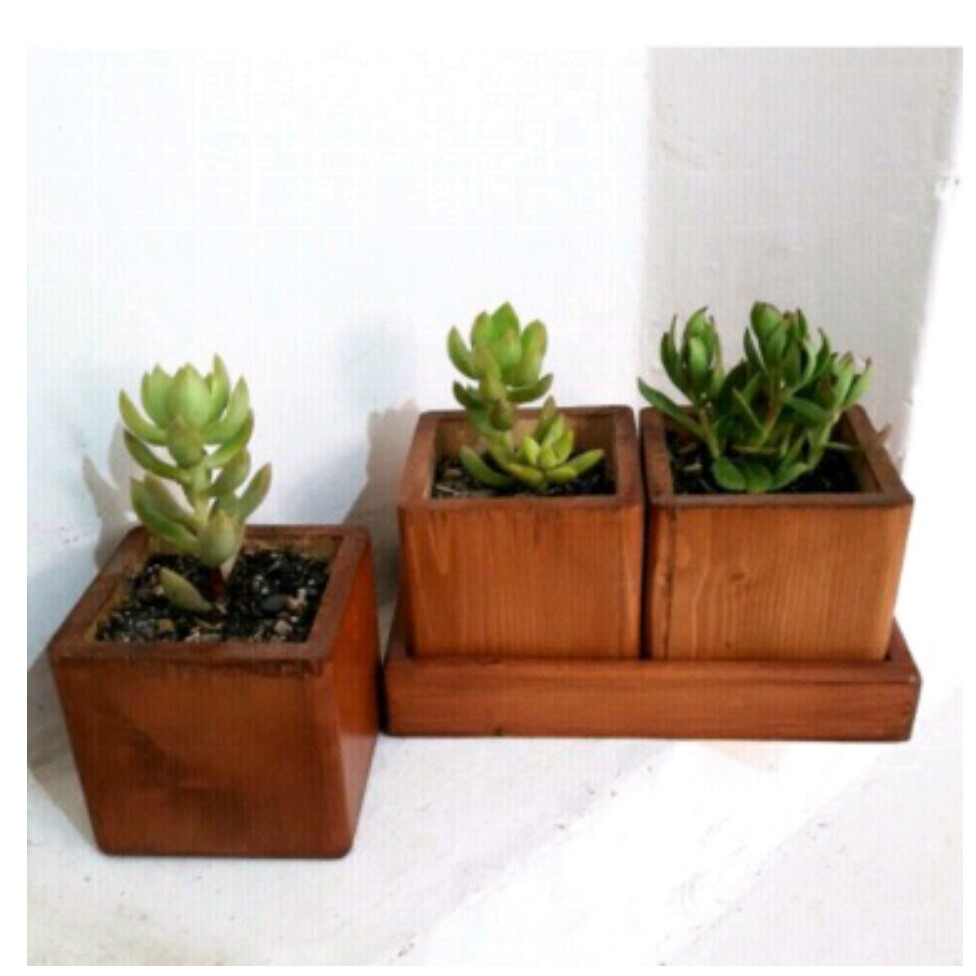 استند گلدان دو تایی چوبی ضد آب.                     