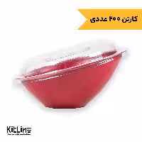 ظرف سالاد یکبار مصرف پلی پروپیلن 1000 میلی لیتری قرمز همراه در (کارتن 200 عددی)
