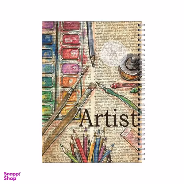 دفتر مشق 50 برگ بامبیلیپ طرح بک گراند روزنامه ای هنری کد 5571039