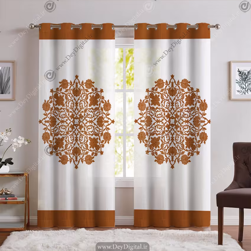 پرده پانچ مدل ساده رنگ آجری SA-3940