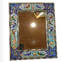 آینه نقاشی مینیاتورگل و مرغ+ خاتم کاری 28در 34