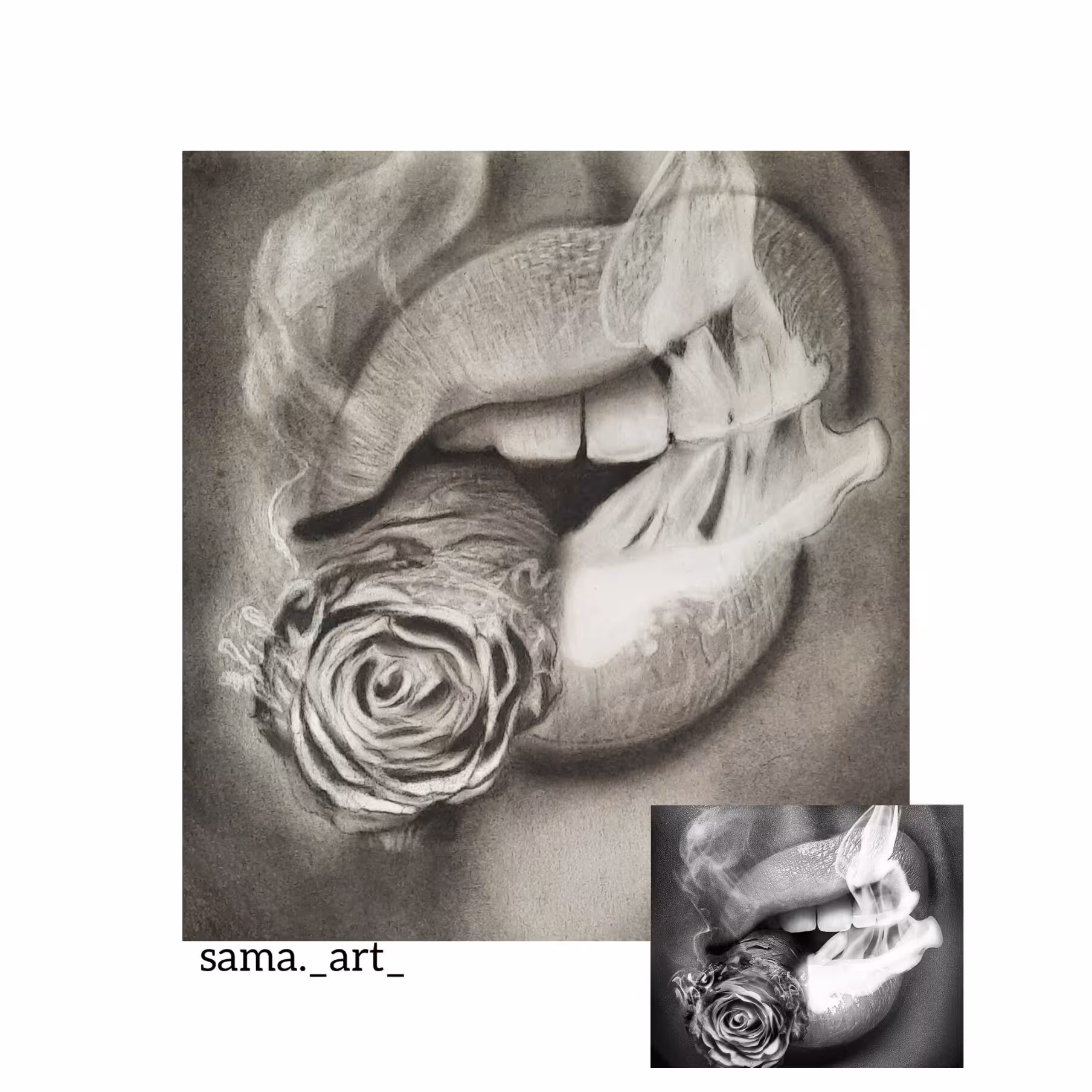 نقاشی تکنیک سیاه قلم سایز 35در 25