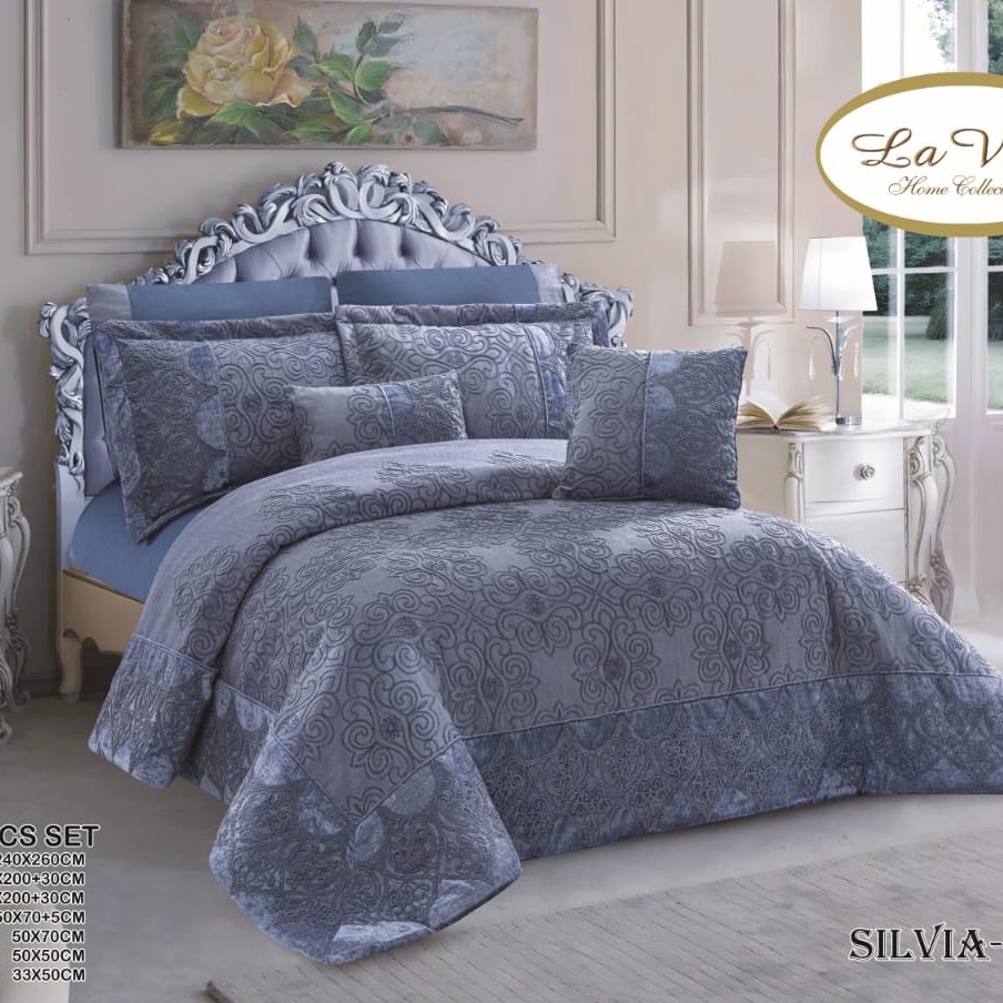 روتختی دونفره دانتل دار   هشت تیکه لاویتا مدل  silvia مخصوص جهیزیه عروس