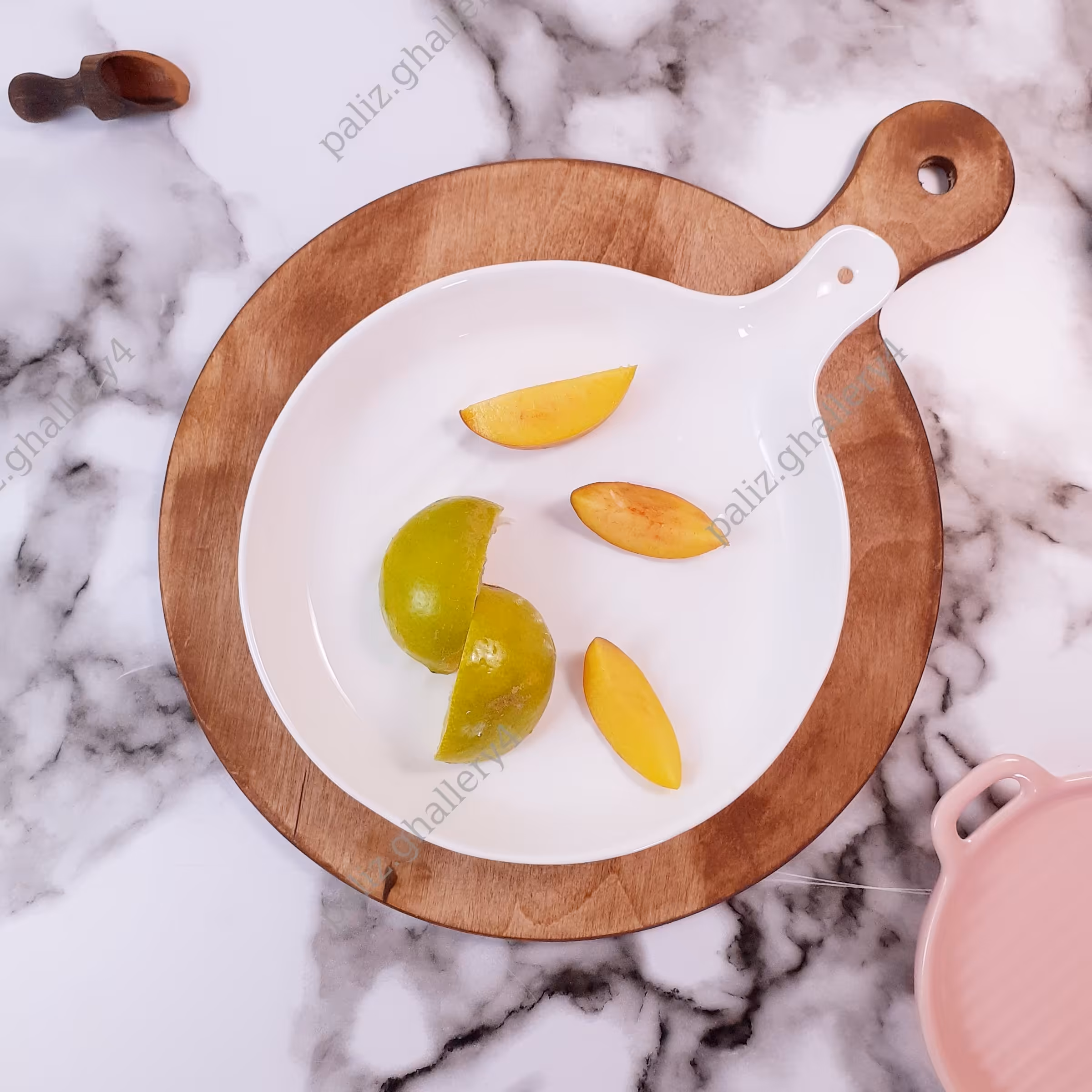تابه گریل گرد تک دسته سرامیکی ( سفید) قابل استفاده در ماکروفر